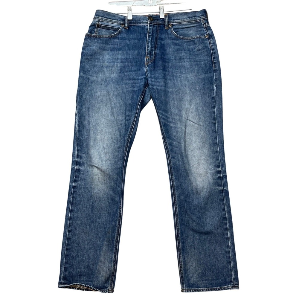 J.Crew Jeans Mens 33x32 Medium Wash Straight Leg 5 Pocket Denim Twill Whiskered